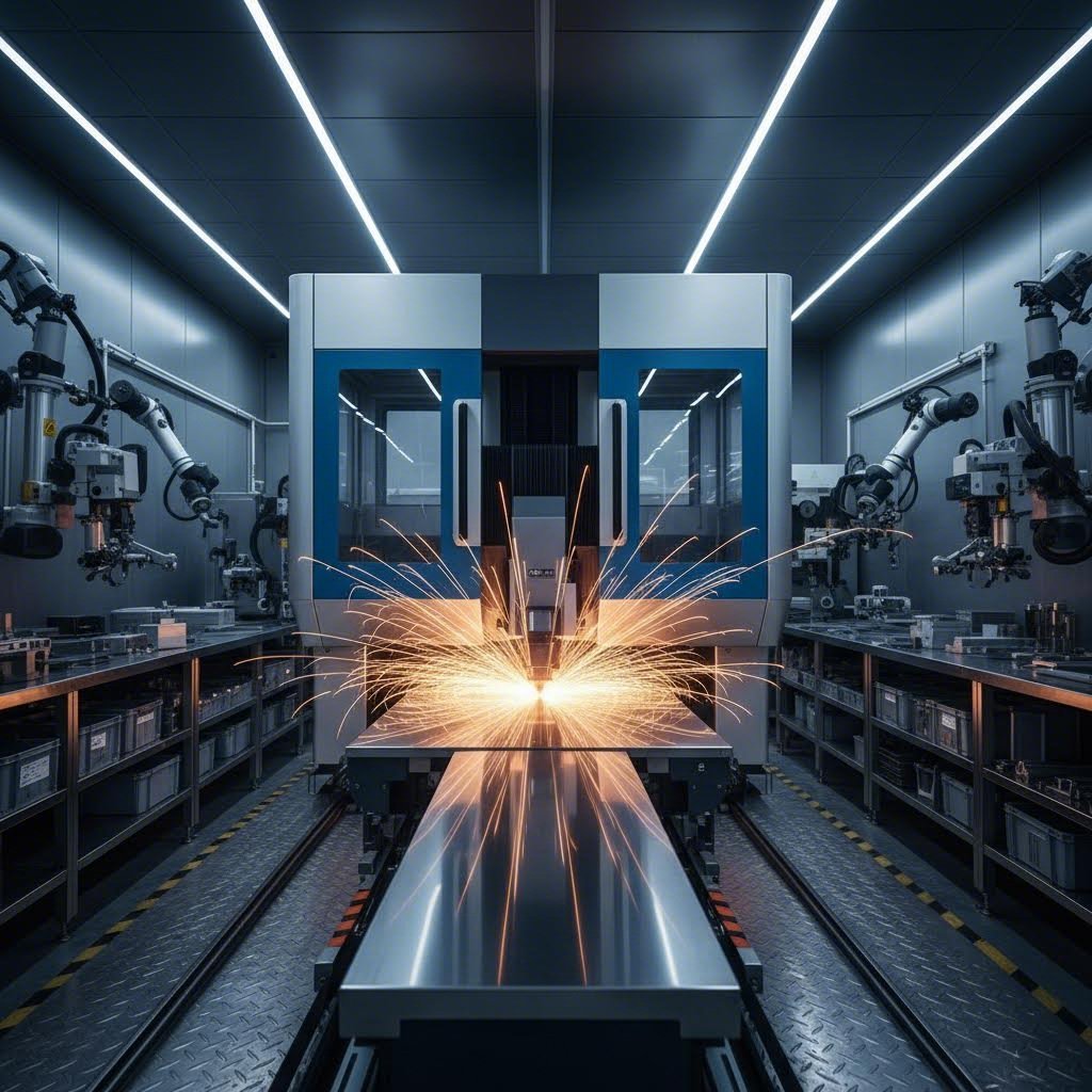 modern stainless steel fabrication facility with precision laser cutting equipment