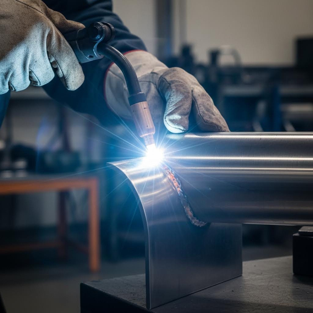 tig welding process creating precise joints on stainless steel assembly