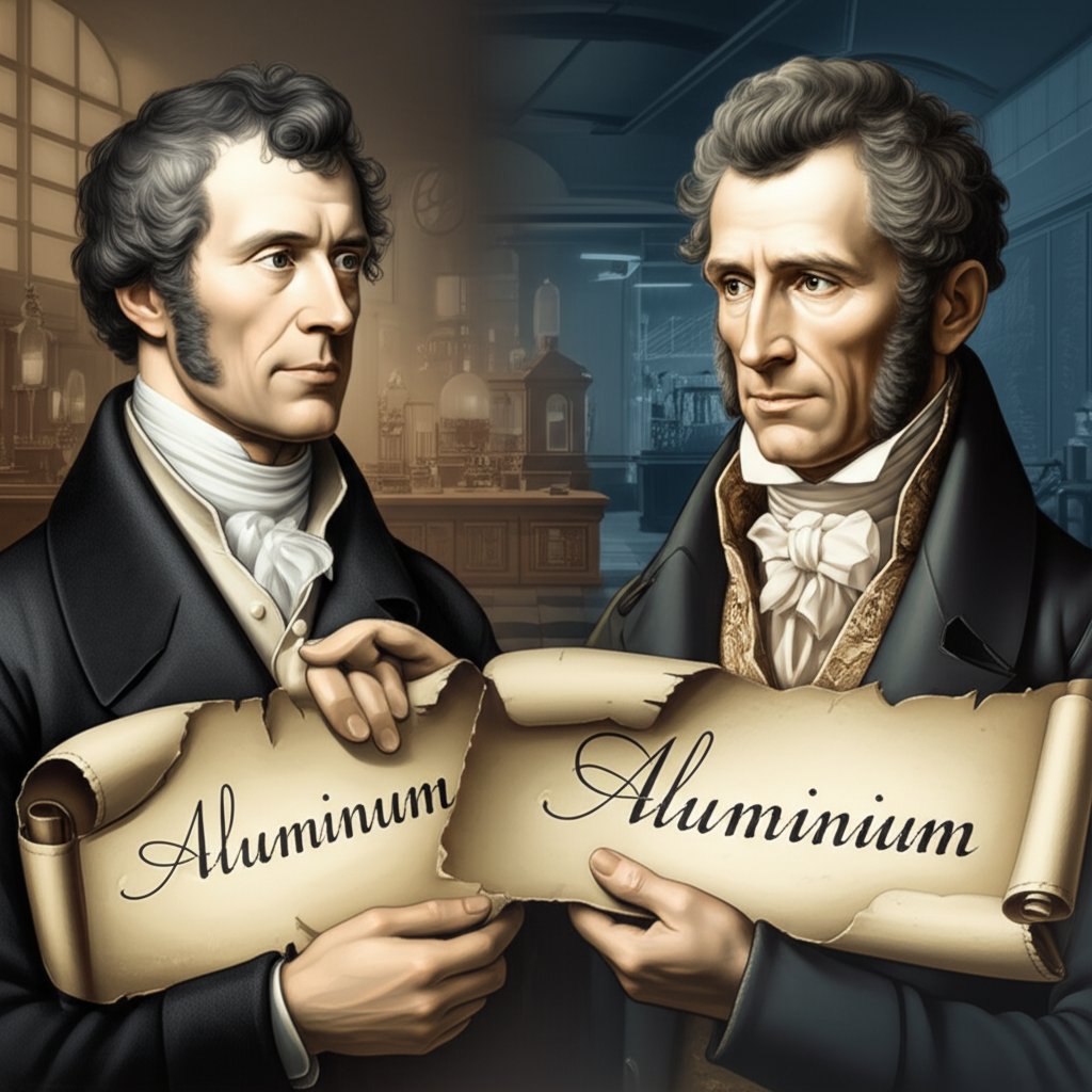 the historical origins of aluminum and aluminium spellings
