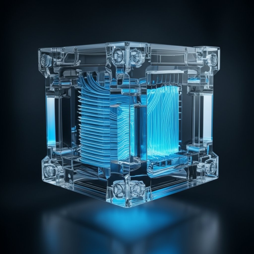 abstract depiction of topology optimization for advanced mold cooling