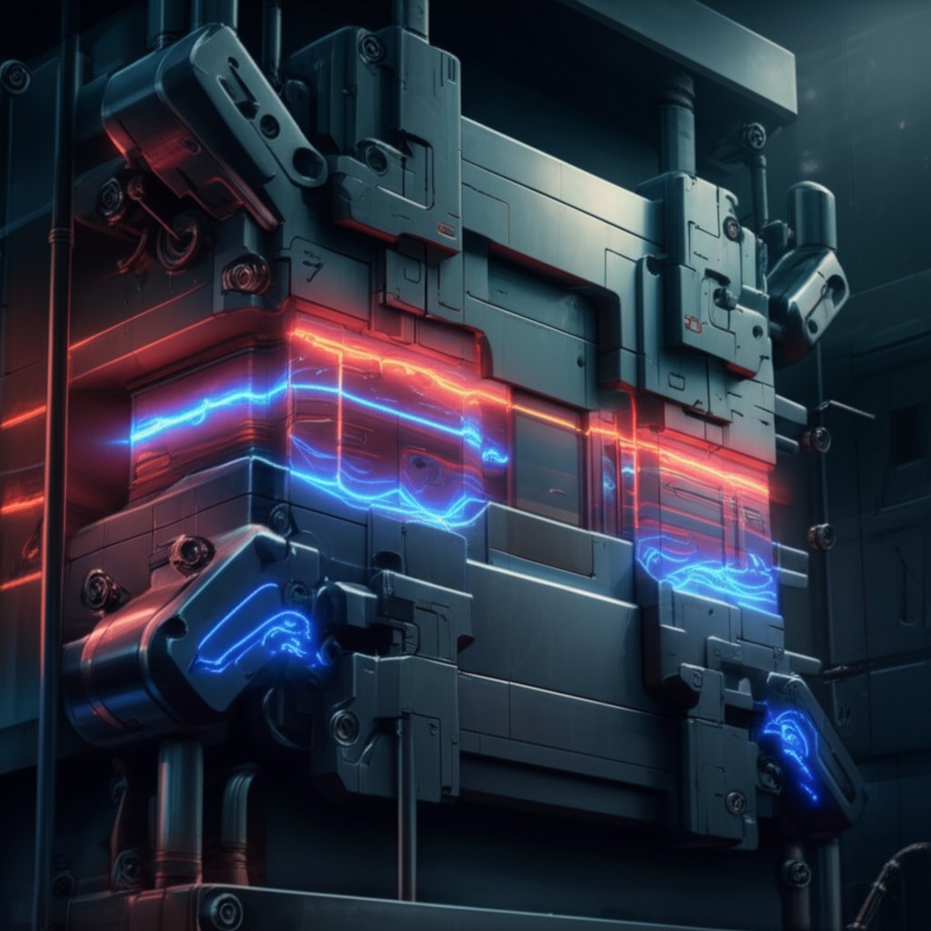 conceptual visualization of thermal management in a die casting mold