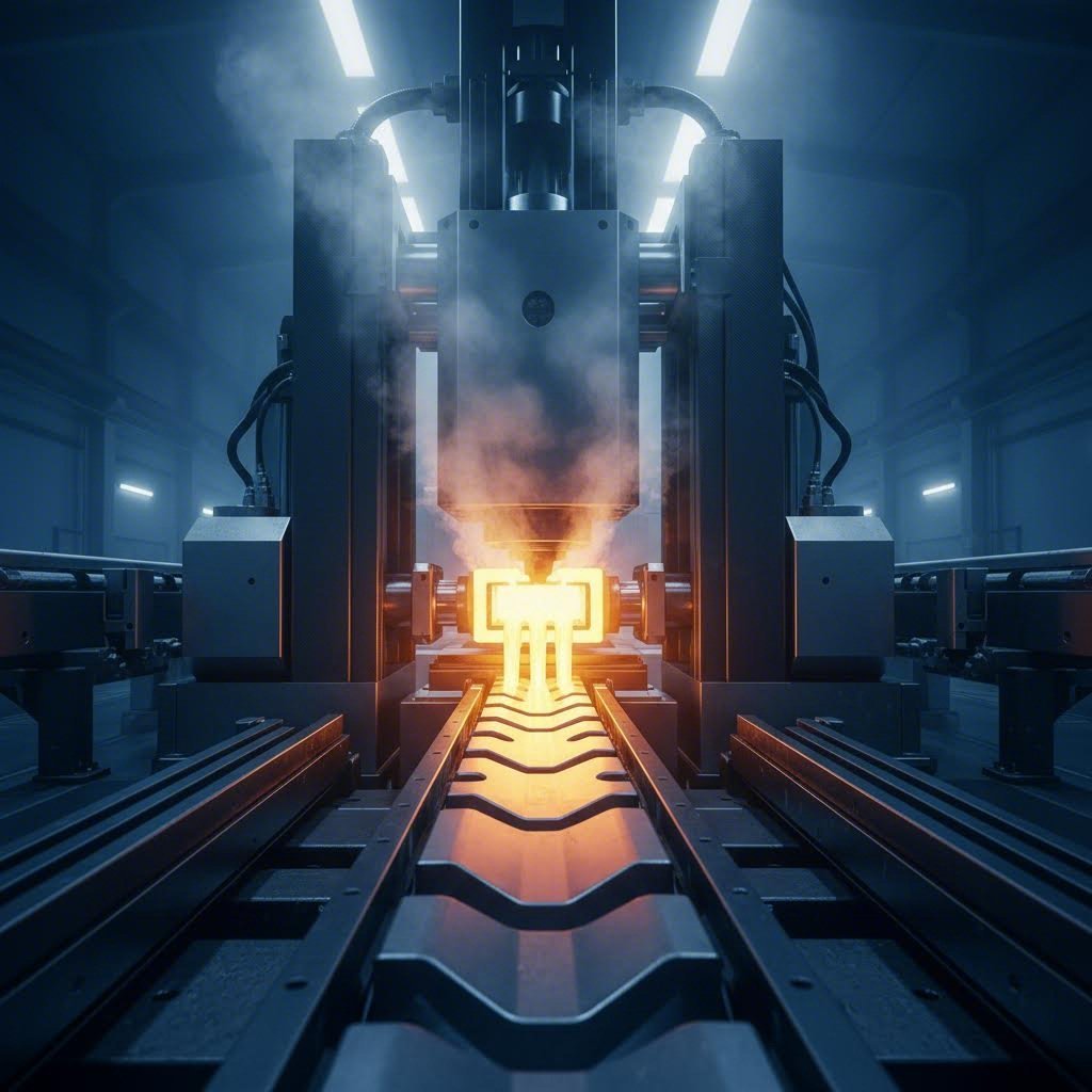 custom aluminum extrusion manufacturing process showing heated metal forming through precision dies