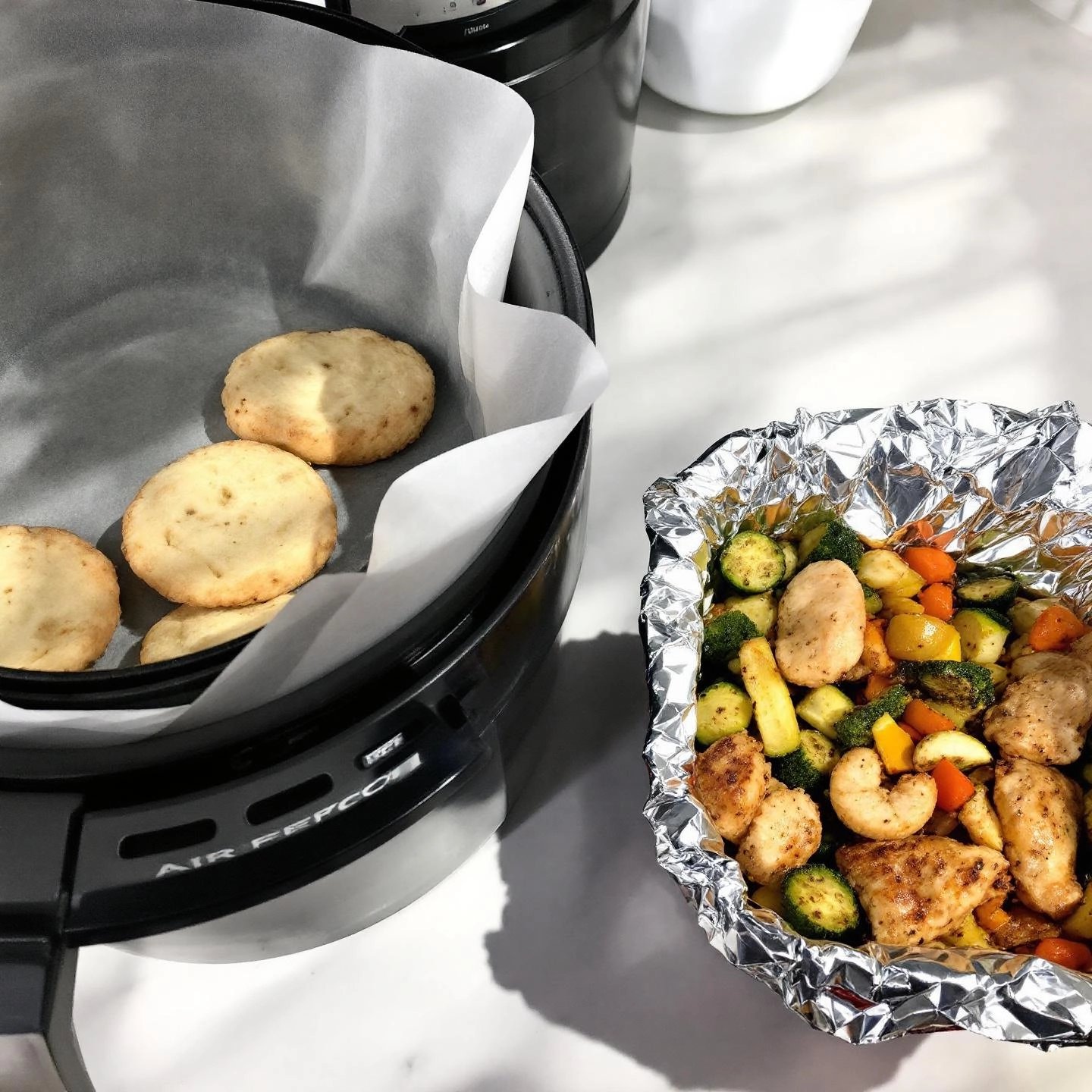parchment paper is ideal for baked goods and sticky foods in the air fryer