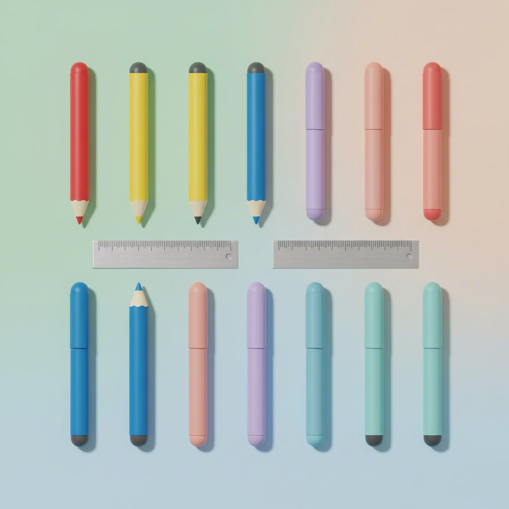 an organized flat lay of essential pencil pouch supplies on a colorful background