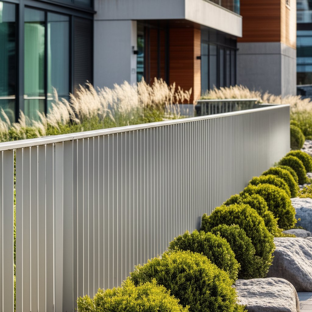 modern property with a stylish aluminum fence enhancing curb appeal and security