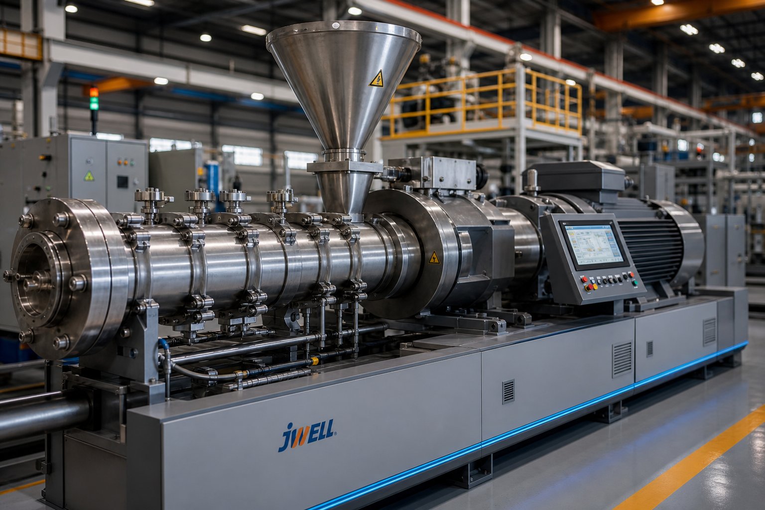 industrial twin screw extruder on a production floor %E2%80%94 a high impact capital equipment investment for polymer compounding and processing