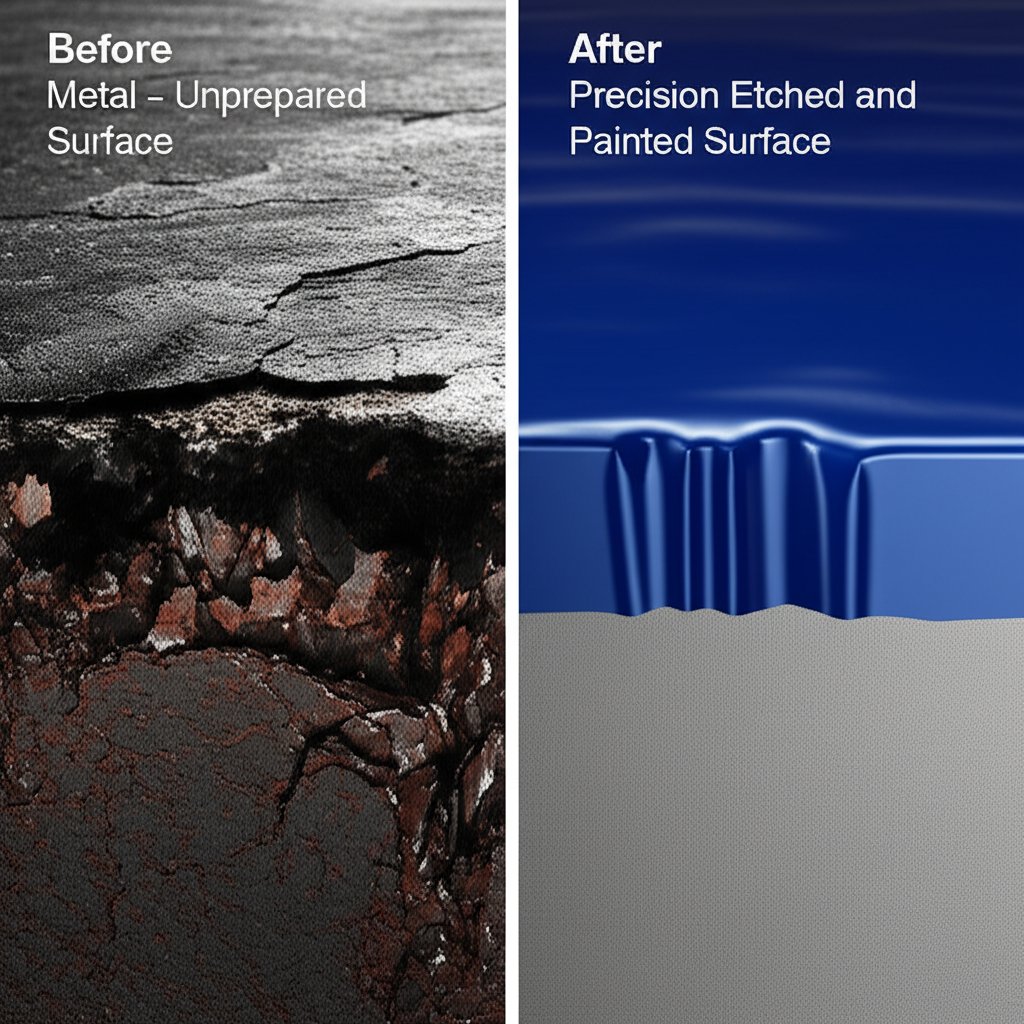 diagram showing improved coating adhesion on a shot blasted surface