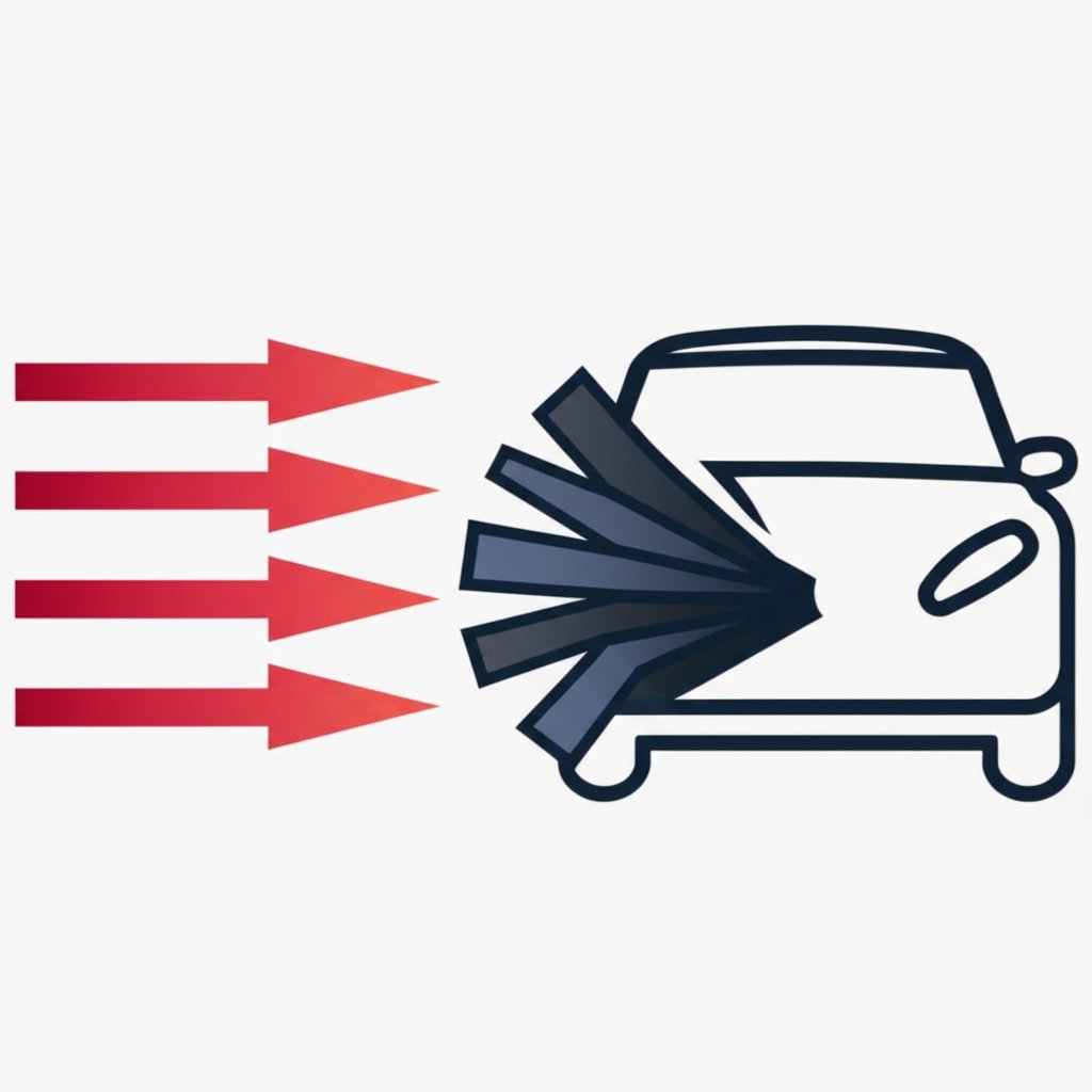 a diagram showing how a vehicles crush zones absorb impact energy to enhance safety