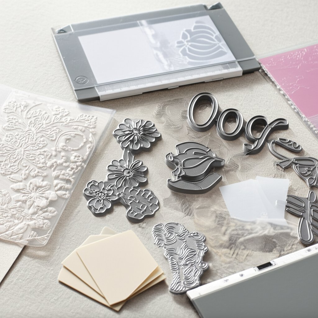essential die cutting tools and accessories with clear labels