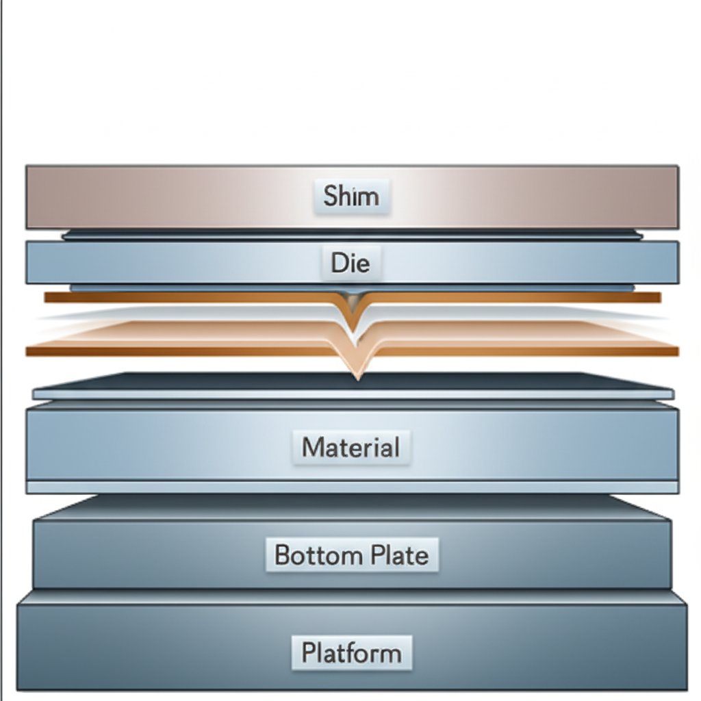 labeled diagram of a die cutting sandwich stack for best results
