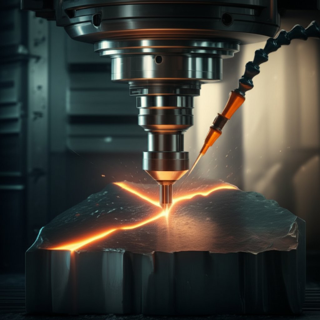 symbolic image of a cnc mills power and precision on hard metal