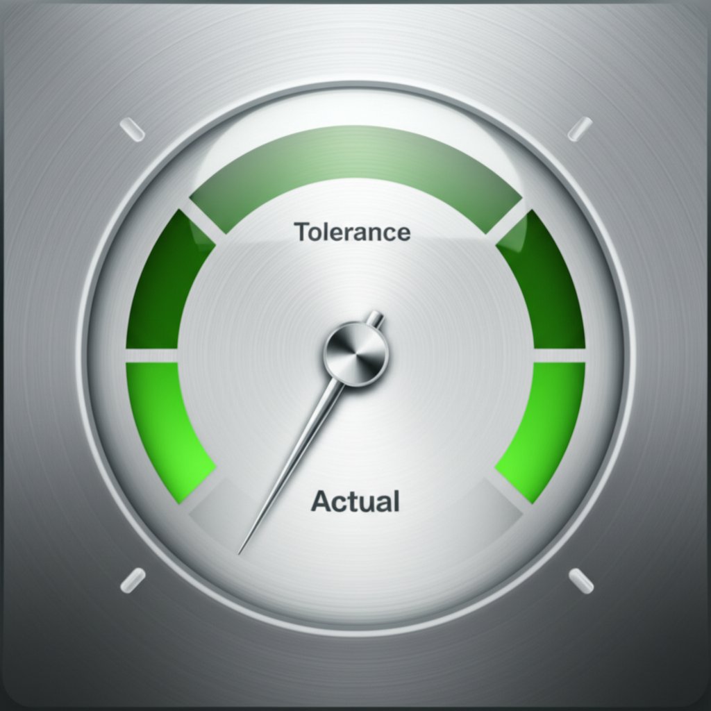 a conceptual gauge illustrating the relationship between actual nominal and tolerance values