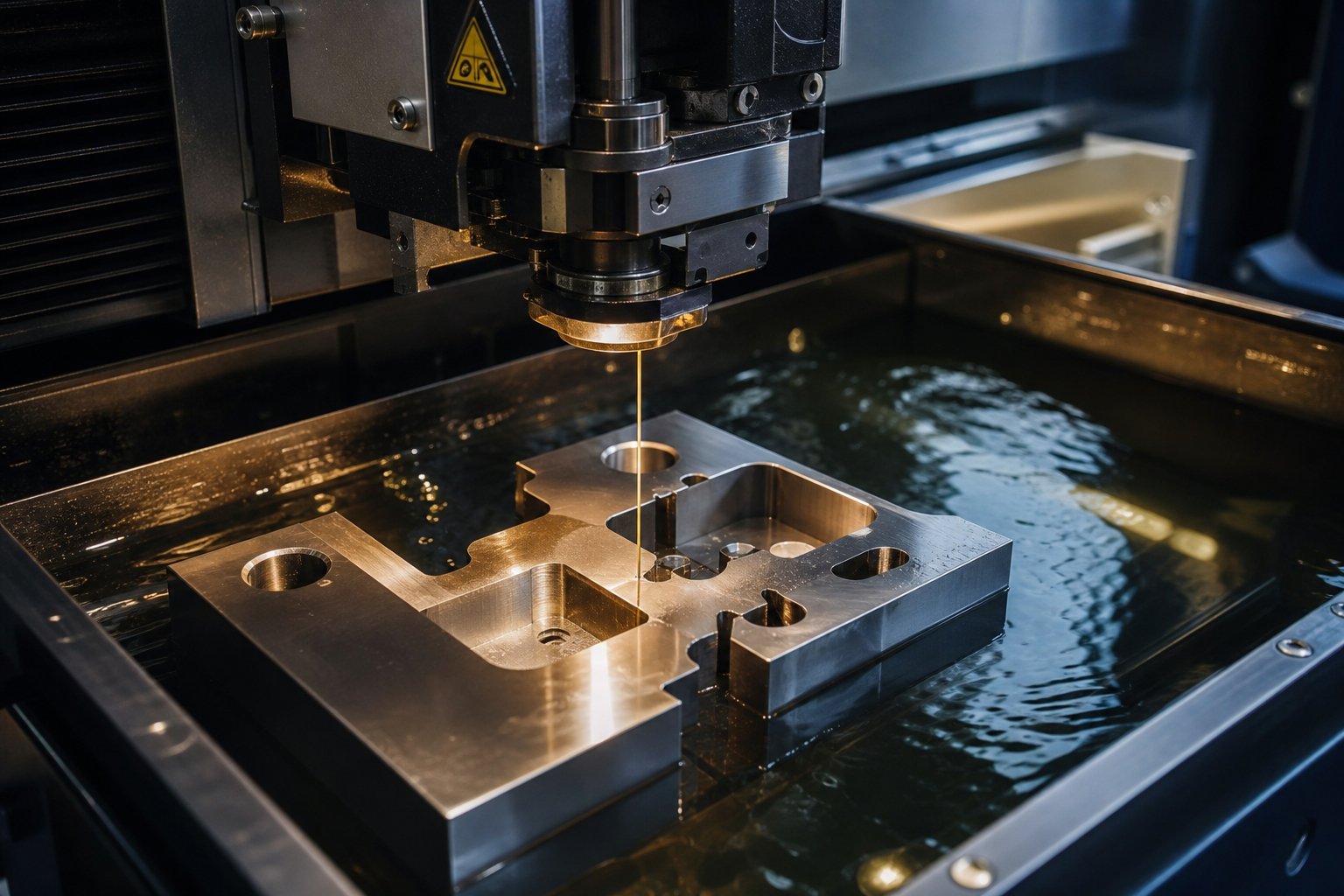 info-1-1 wire edm machine cutting complex profiles into hardened stamping die steel with precision tolerances