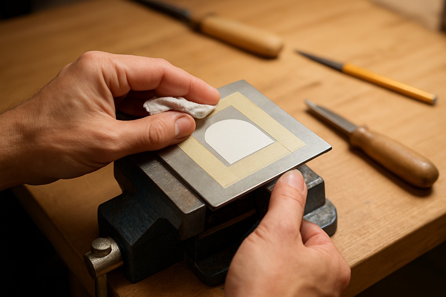 preparing a metal surface before engraving