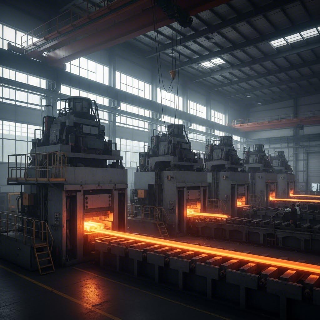 modern aluminum tube extrusion facility with hydraulic presses transforming heated billets into precision profiles