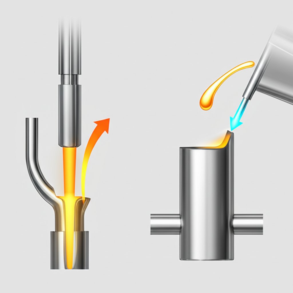 diagram showing the mechanical differences between hot chamber gooseneck and cold chamber shot sleeve systems