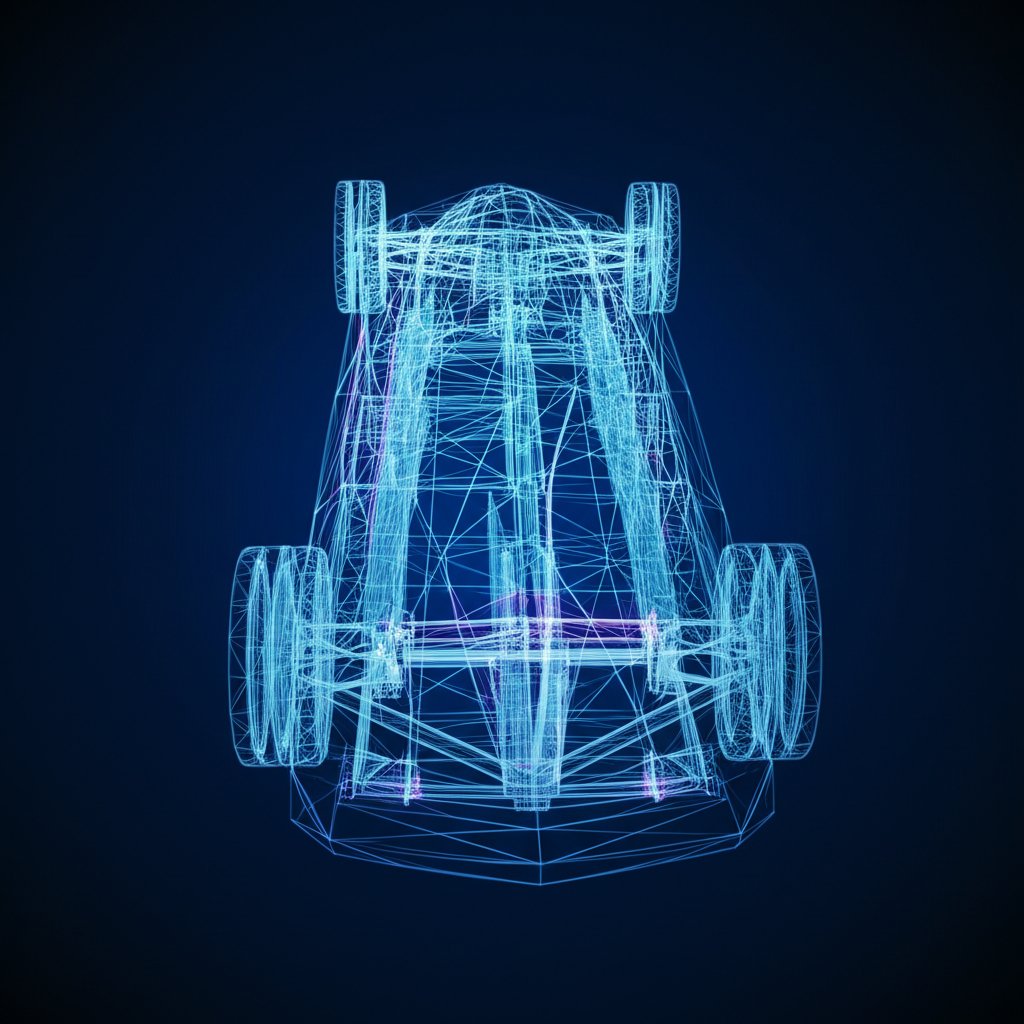 conceptual wireframe of a solar car chassis designed with aluminum extrusion