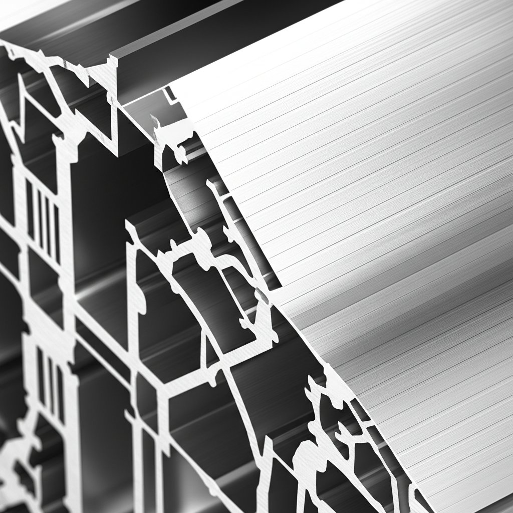 detailed cross section of a custom aluminum extrusion profile for structural use
