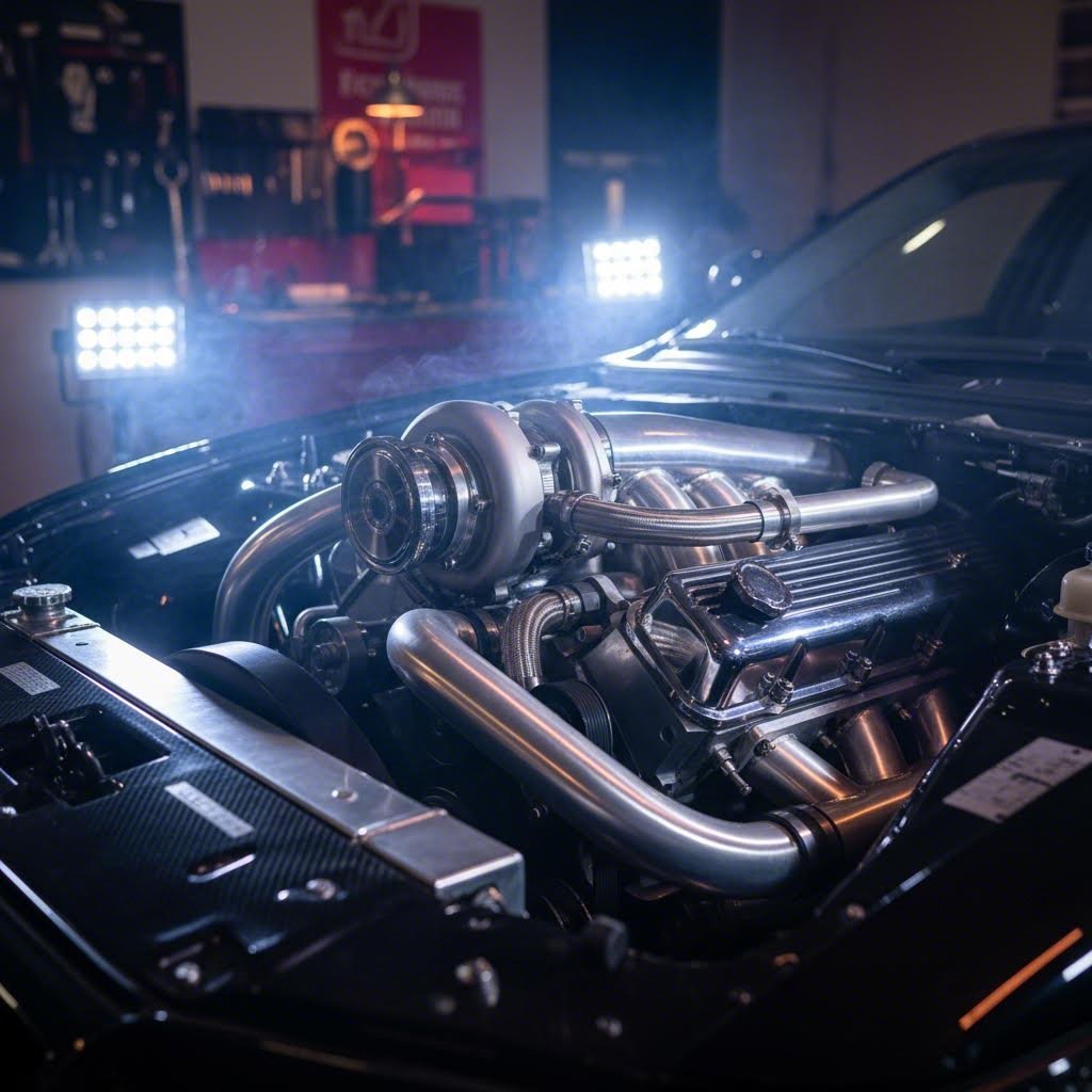 turbocharged engine setup requiring forged internals for reliable high boost operation