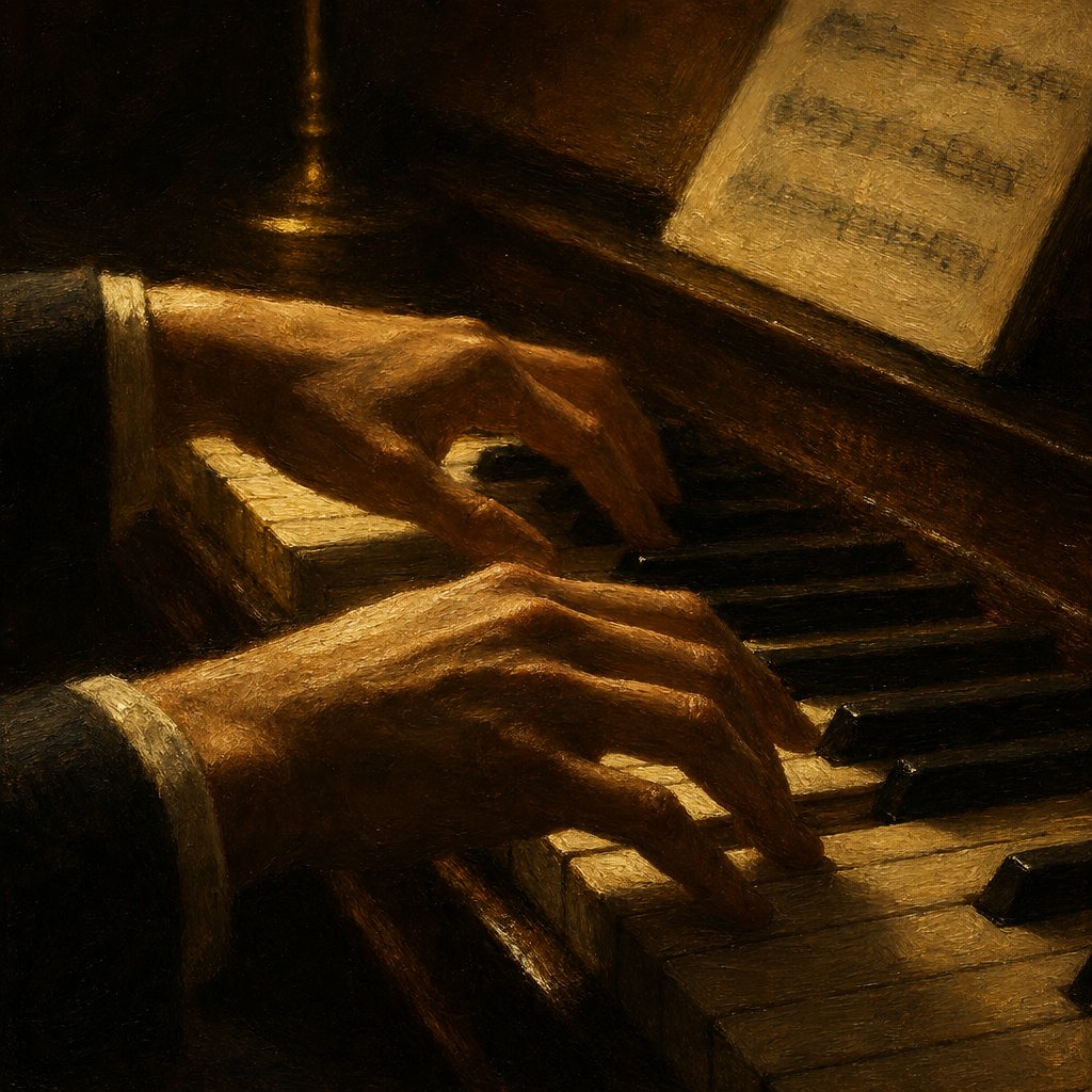 a pianist shaping tension and resolution through carefully chosen chord voicings
