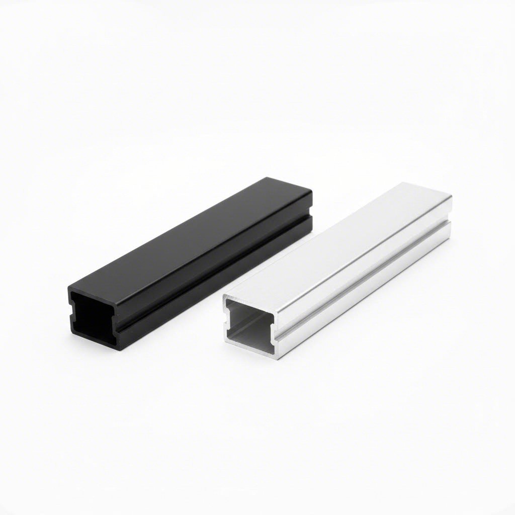 black anodized versus natural aluminum finish comparison on extrusion profiles