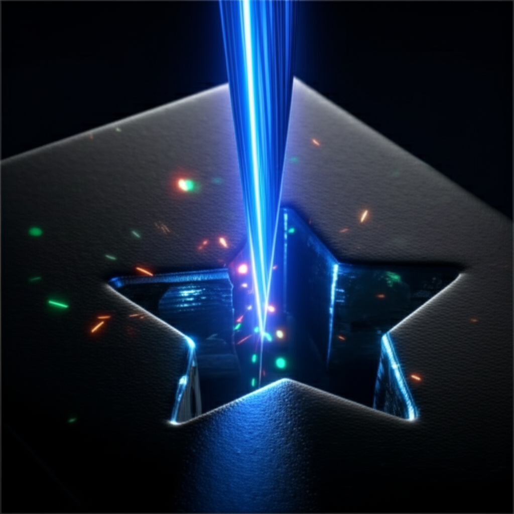 an illustration of edm creating a precise complex shape in hard metal