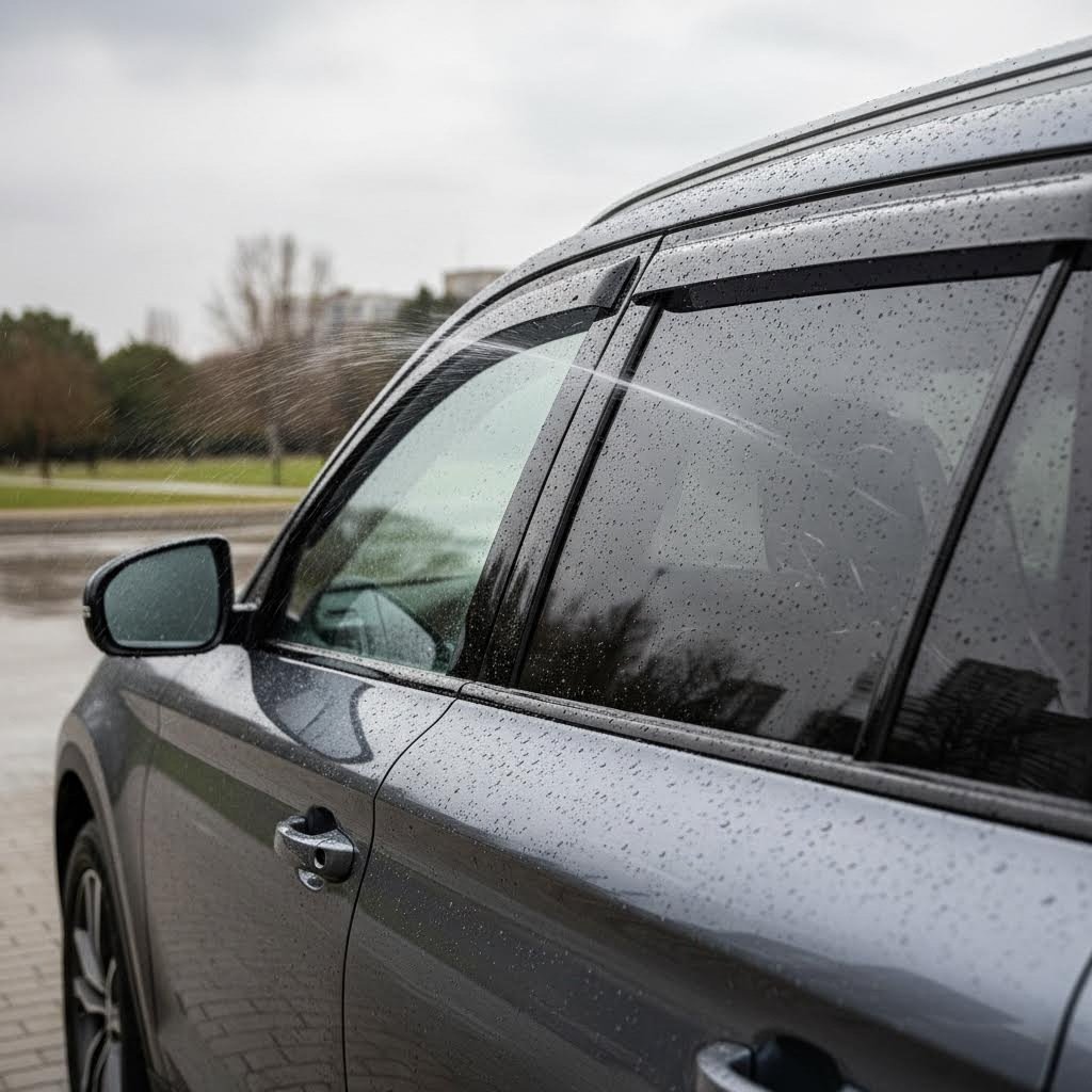 window vent covers deflecting rain while allowing fresh air circulation