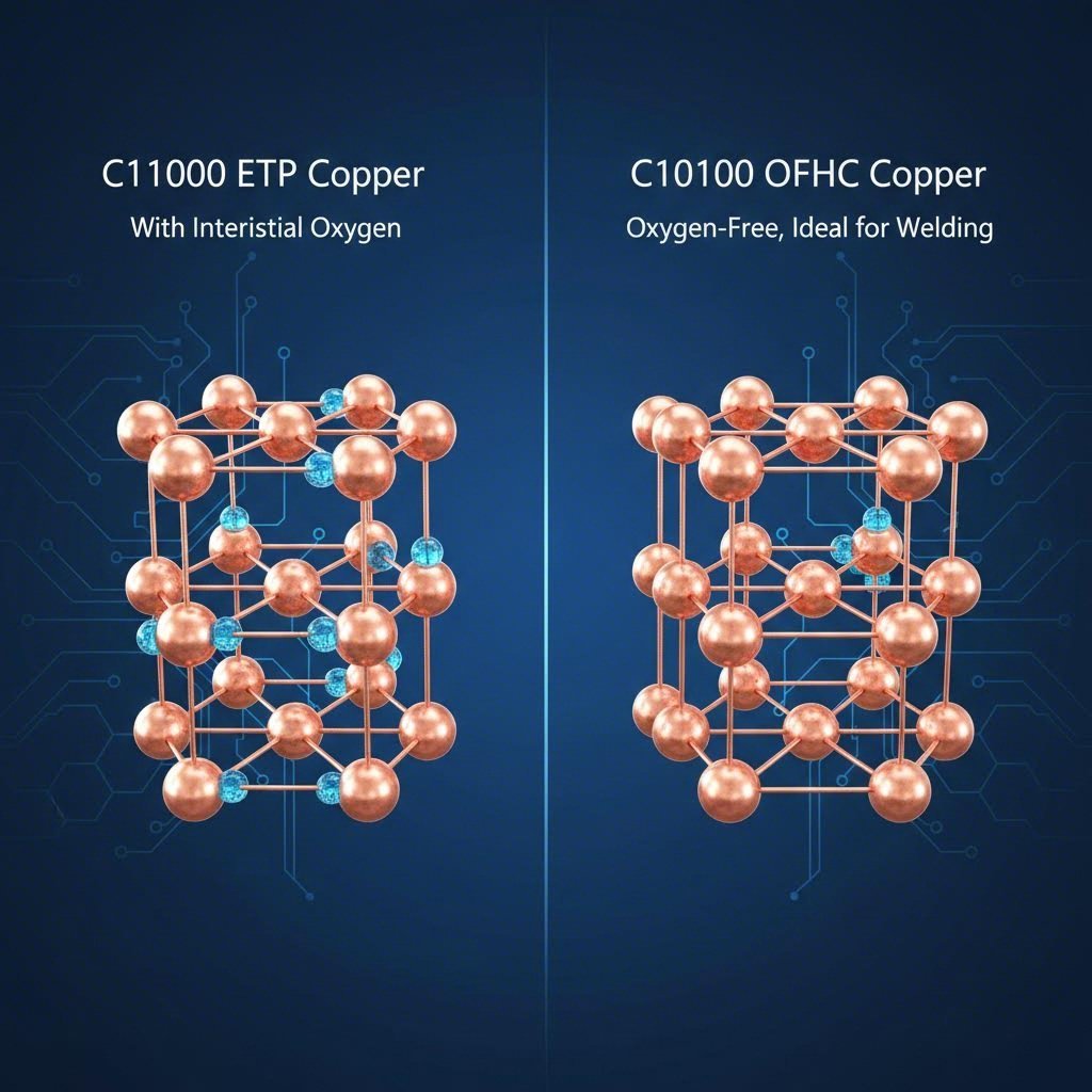 Microscopic structural comparison of C11000 ETP vs C10100 Oxygen Free copper