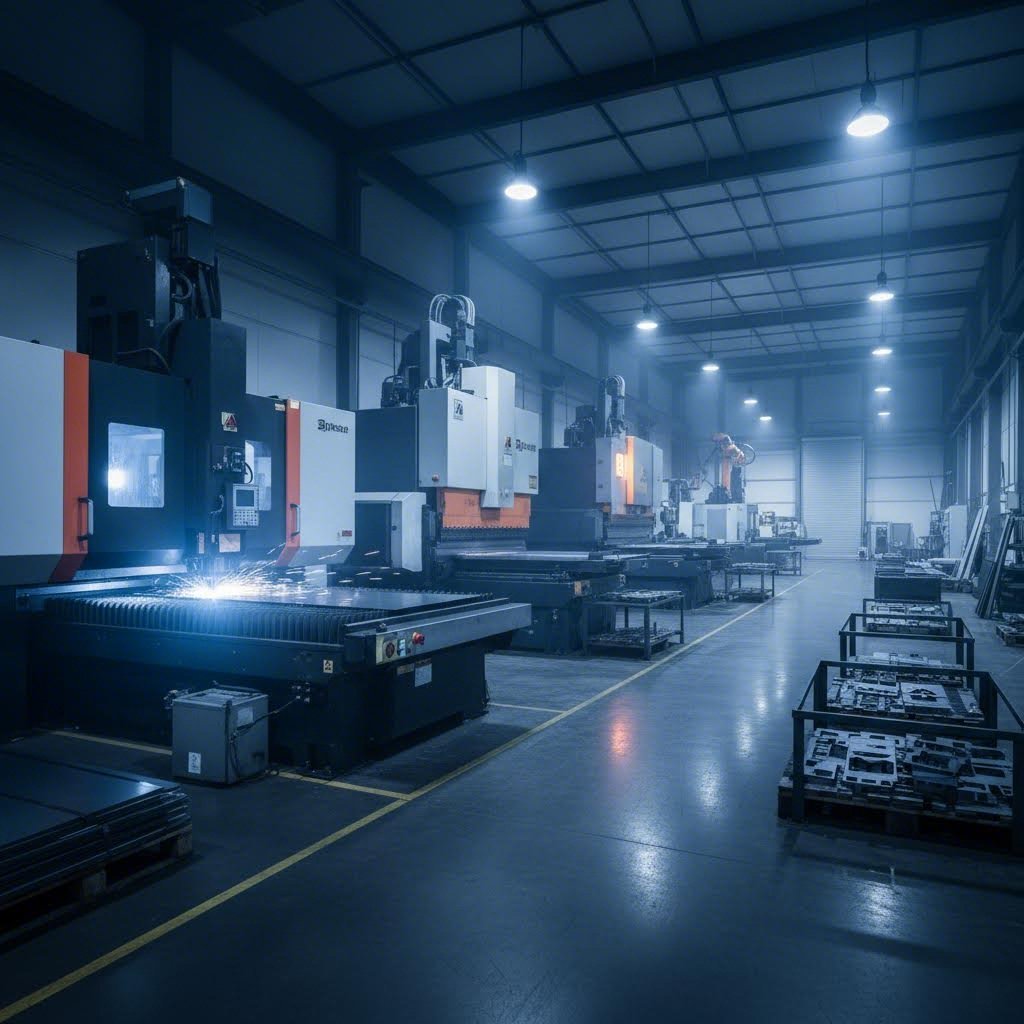 modern sheet metal fabrication facility with advanced cnc machinery and precision manufacturing equipment