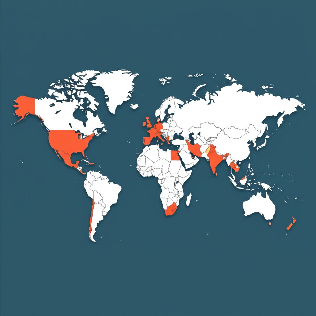 world map illustrating regional preferences for aluminum and aluminium spelling