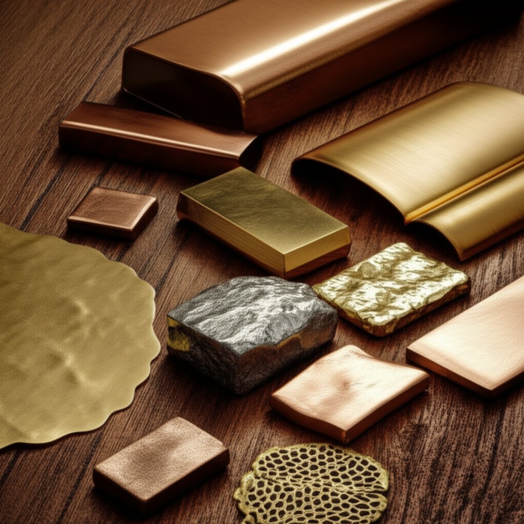 various copper alloys and forms displayed for density variation