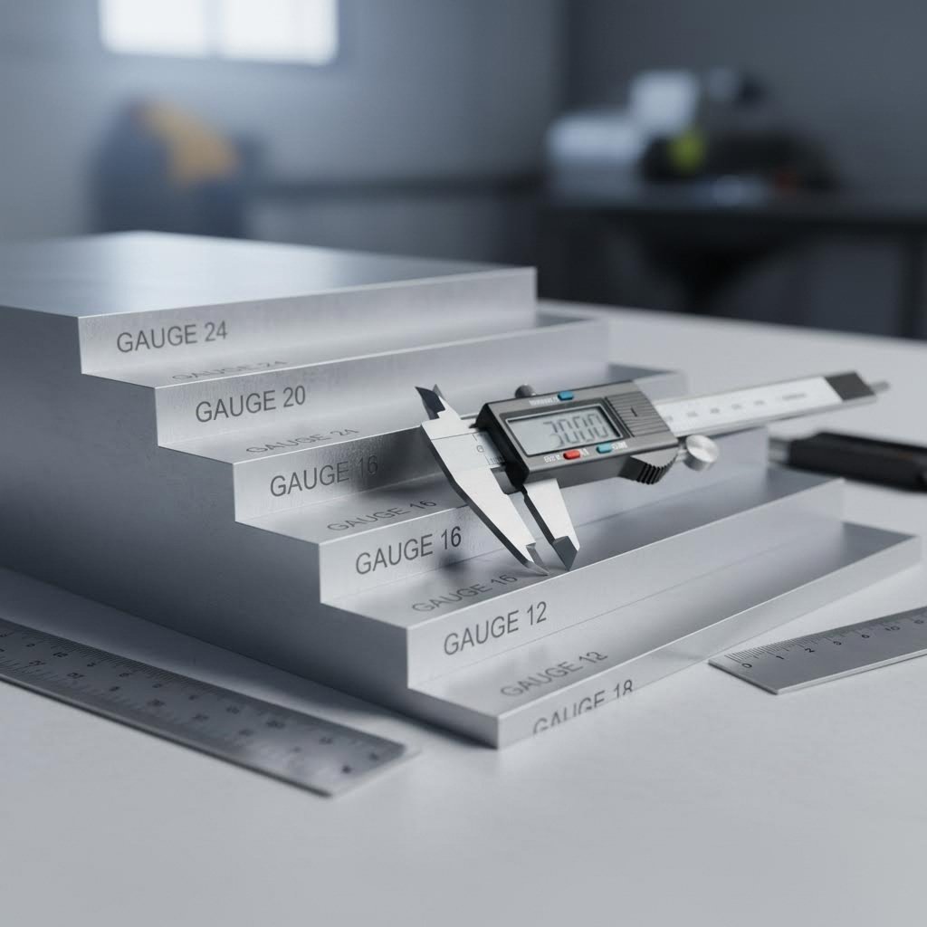 visual comparison of metal sheet gauge thicknesses from thin to heavy gauge