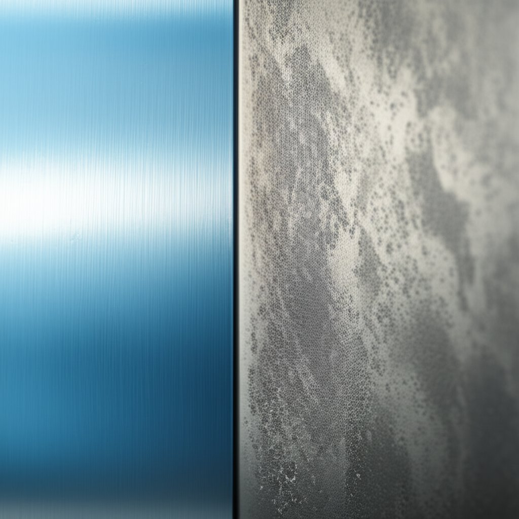 visual comparison of clean and oxidized aluminum surfaces highlighting natural oxide protection