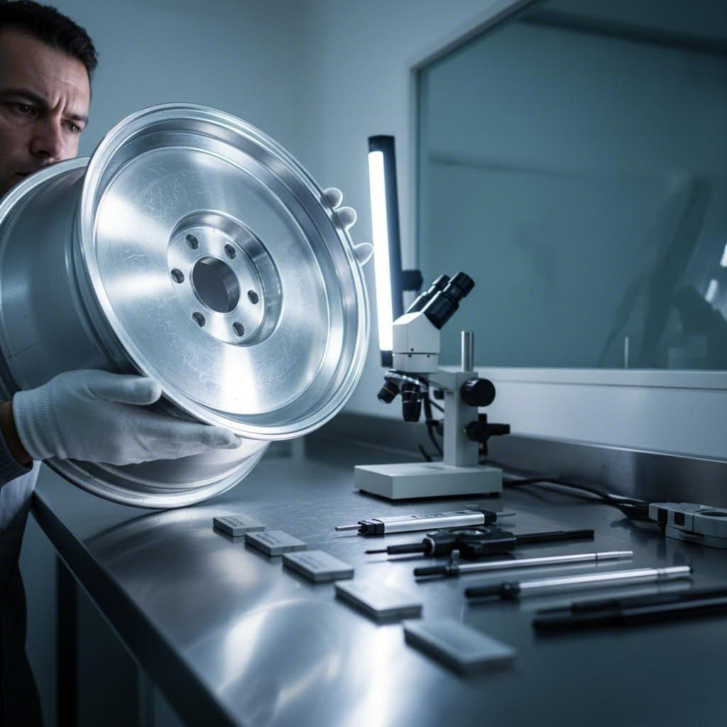 quality inspection of raw forged wheel surface before finishing