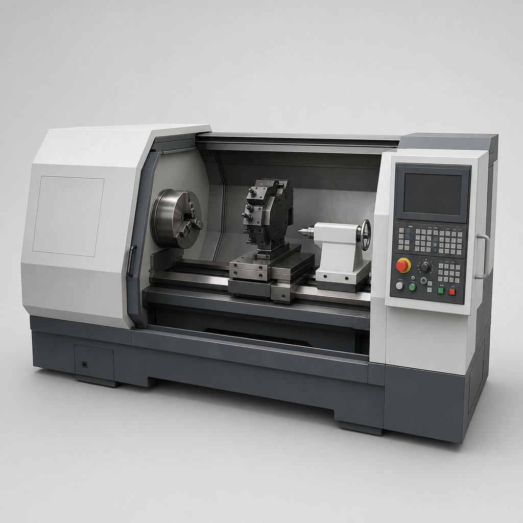 main parts of a cnc turning machine in a simplified view
