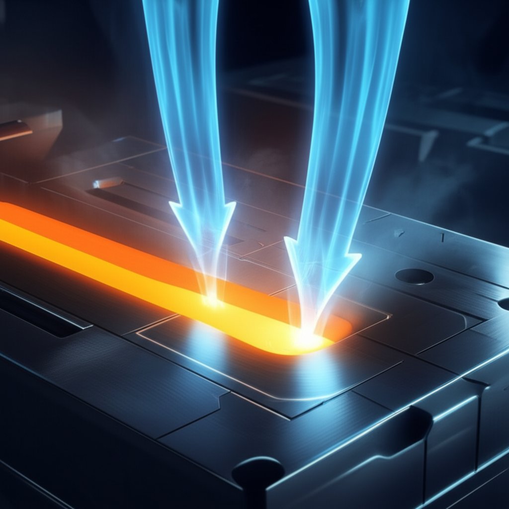 conceptual illustration of vacuum assisted die casting process