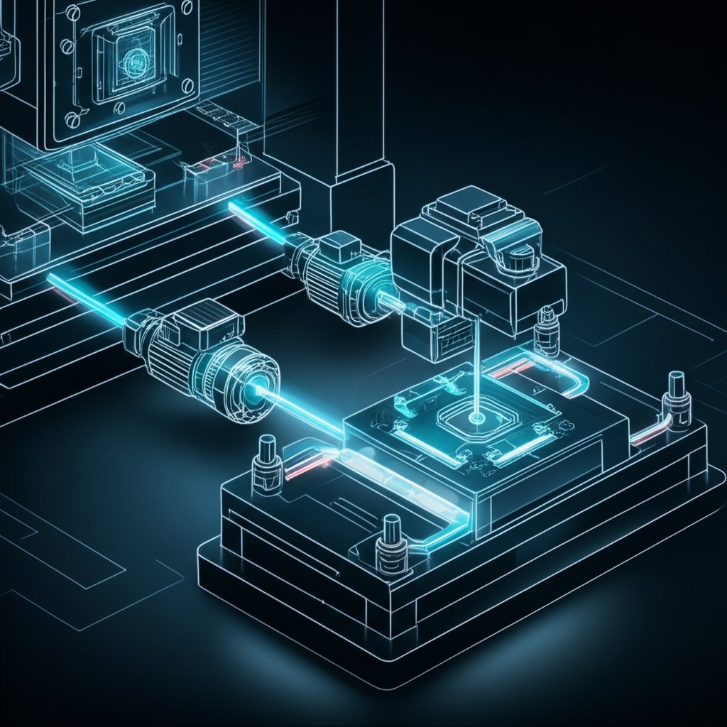 technical schematic of a vacuum pump integrated with a die casting machine