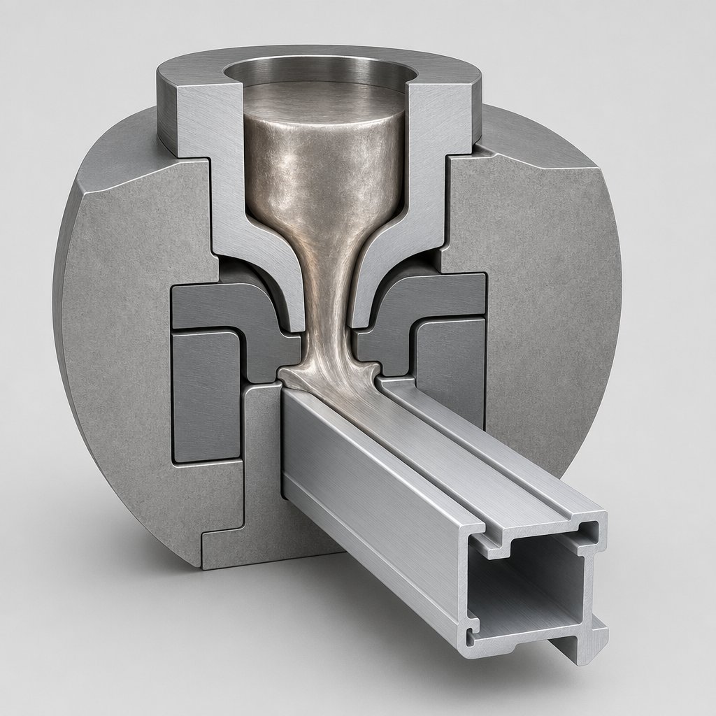 how an extrusion die guides metal flow into a stable profile