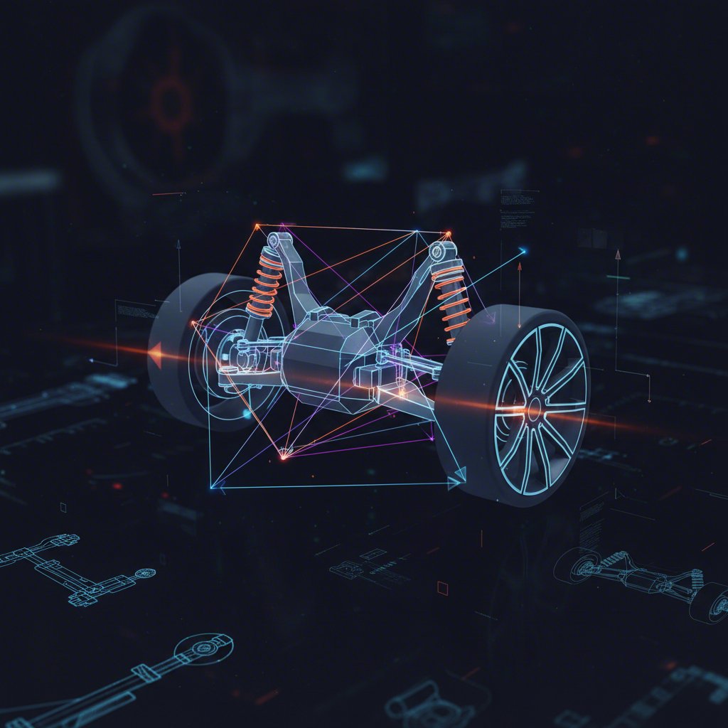 conceptual diagram of vehicle suspension geometry and forces