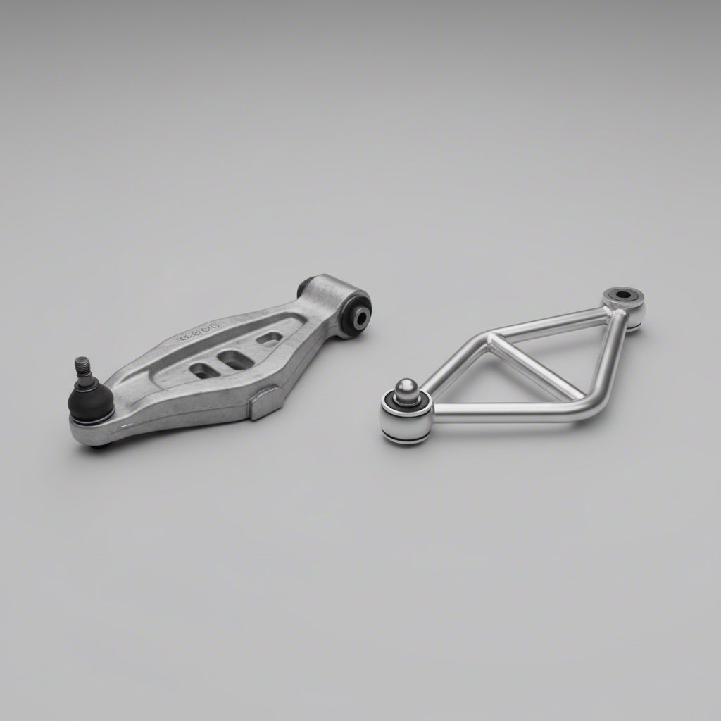visual comparison of a stamped steel versus a tubular control arm