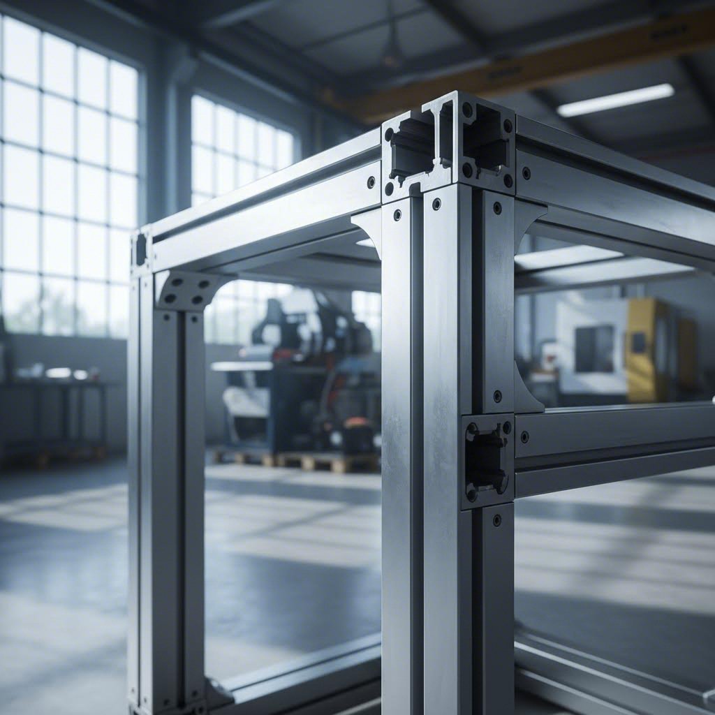 aluminum channel extrusions assembled into load bearing industrial framework structure
