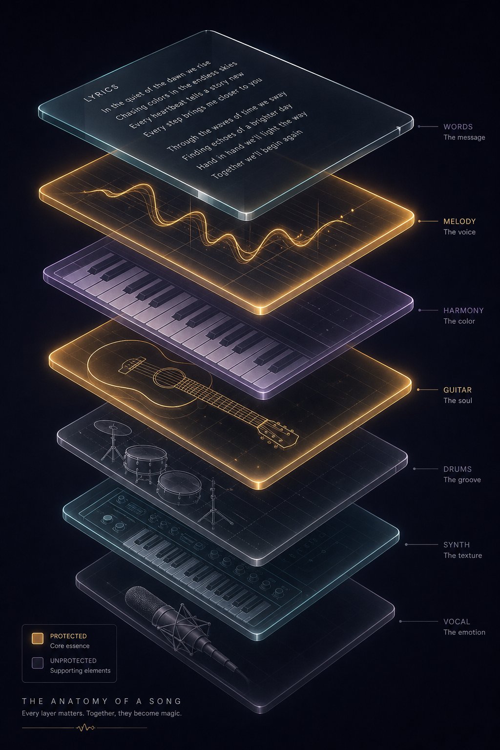 different elements of a song carry different levels of copyright protection when ai is involved