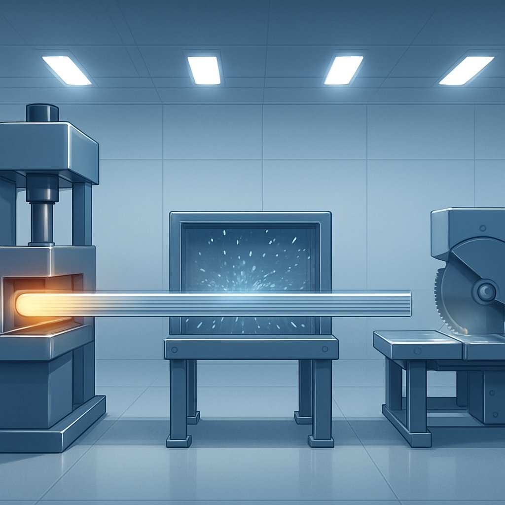 aluminum extrusion process from die preparation to cooling and cutting
