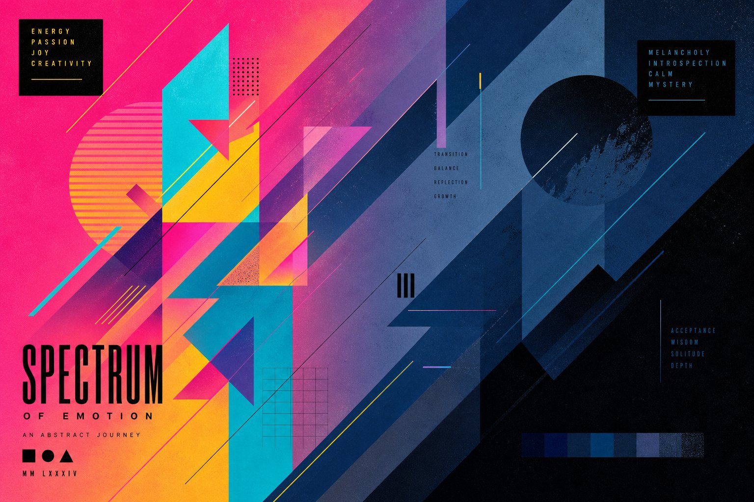 visual spectrum representing new wave subgenres from bright synth pop to dark coldwave