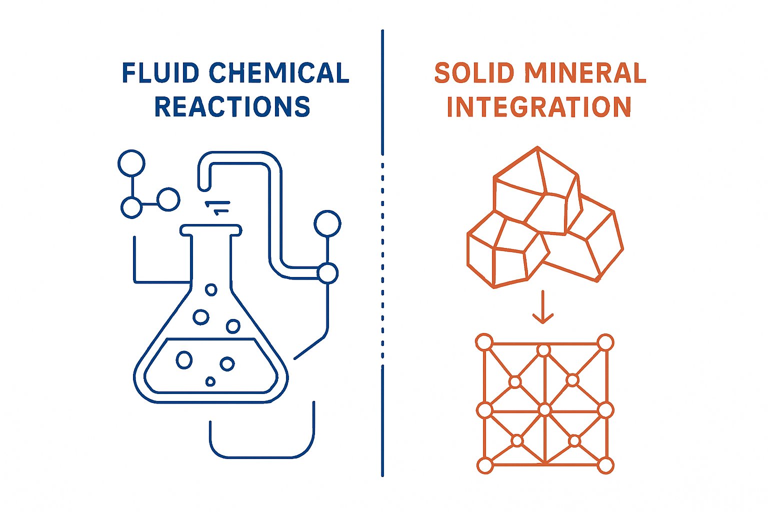 Diagram illustrating the distinct pathways of chemical and mineral modifications in structural applications