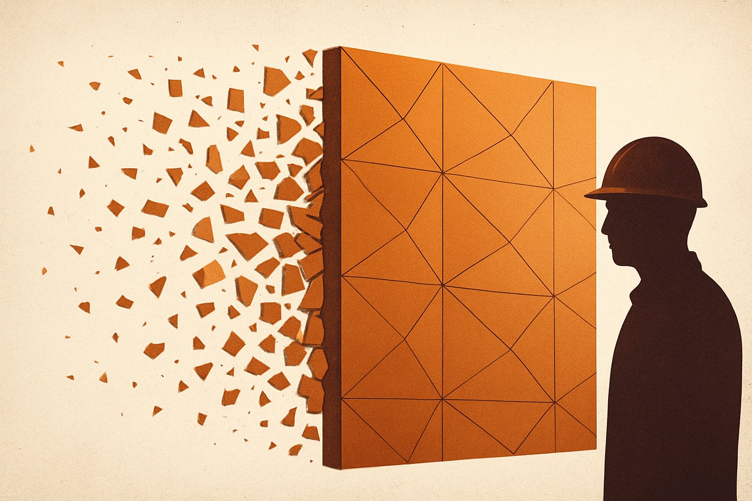 Visual metaphor demonstrating the transition from structural vulnerability to engineered stability