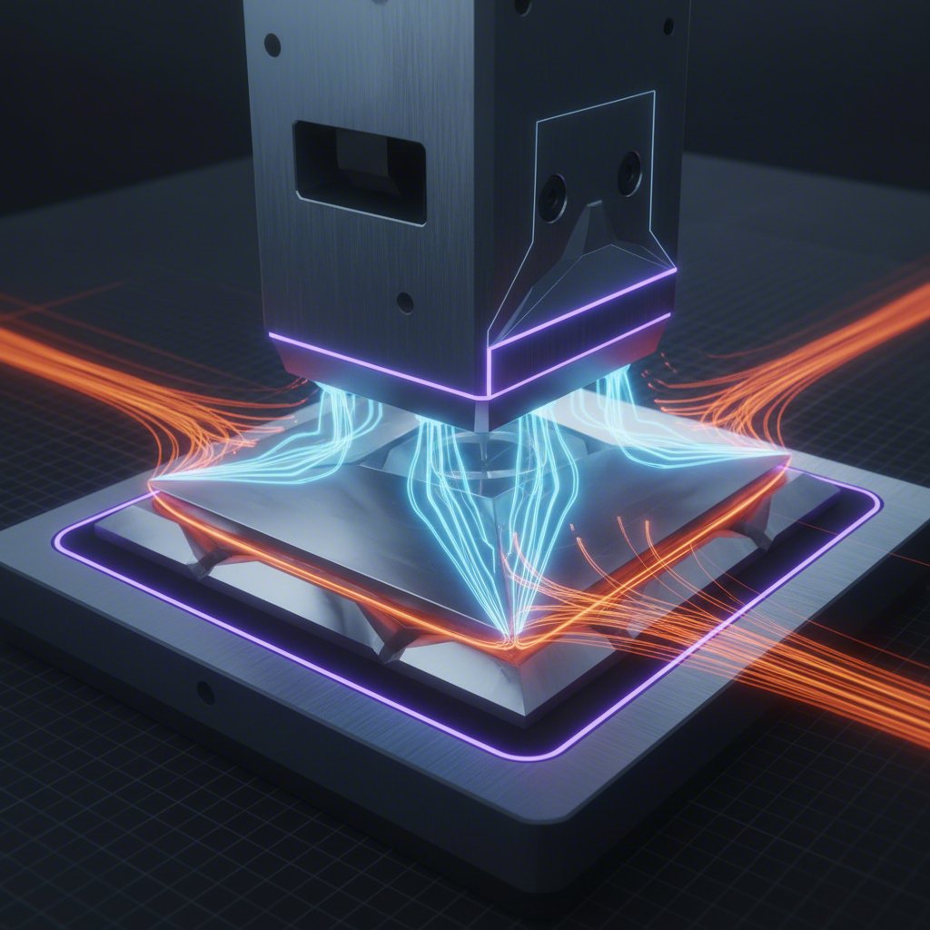 conceptual art showing the tensile and compressive forces that cause springback in metal forming