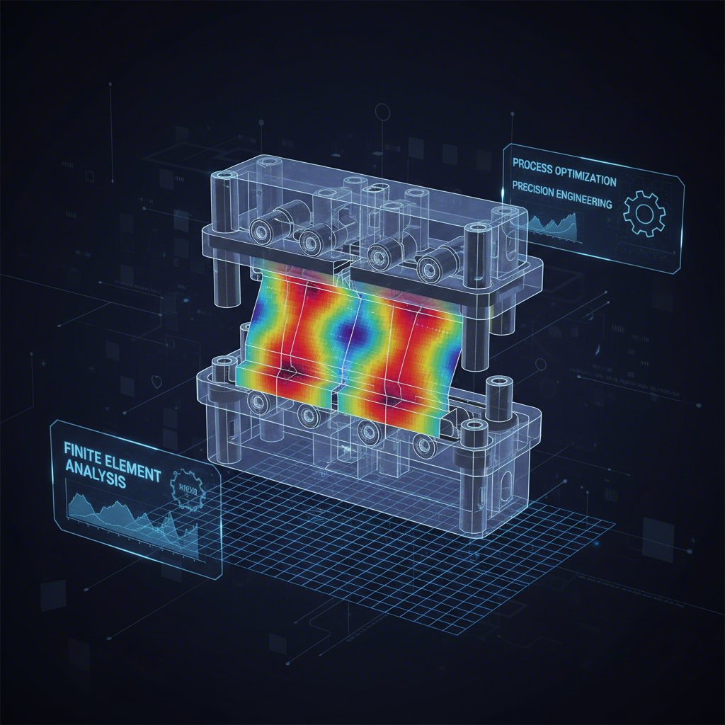 visualization of finite element analysis being used to optimize a stamping die design and prevent springback