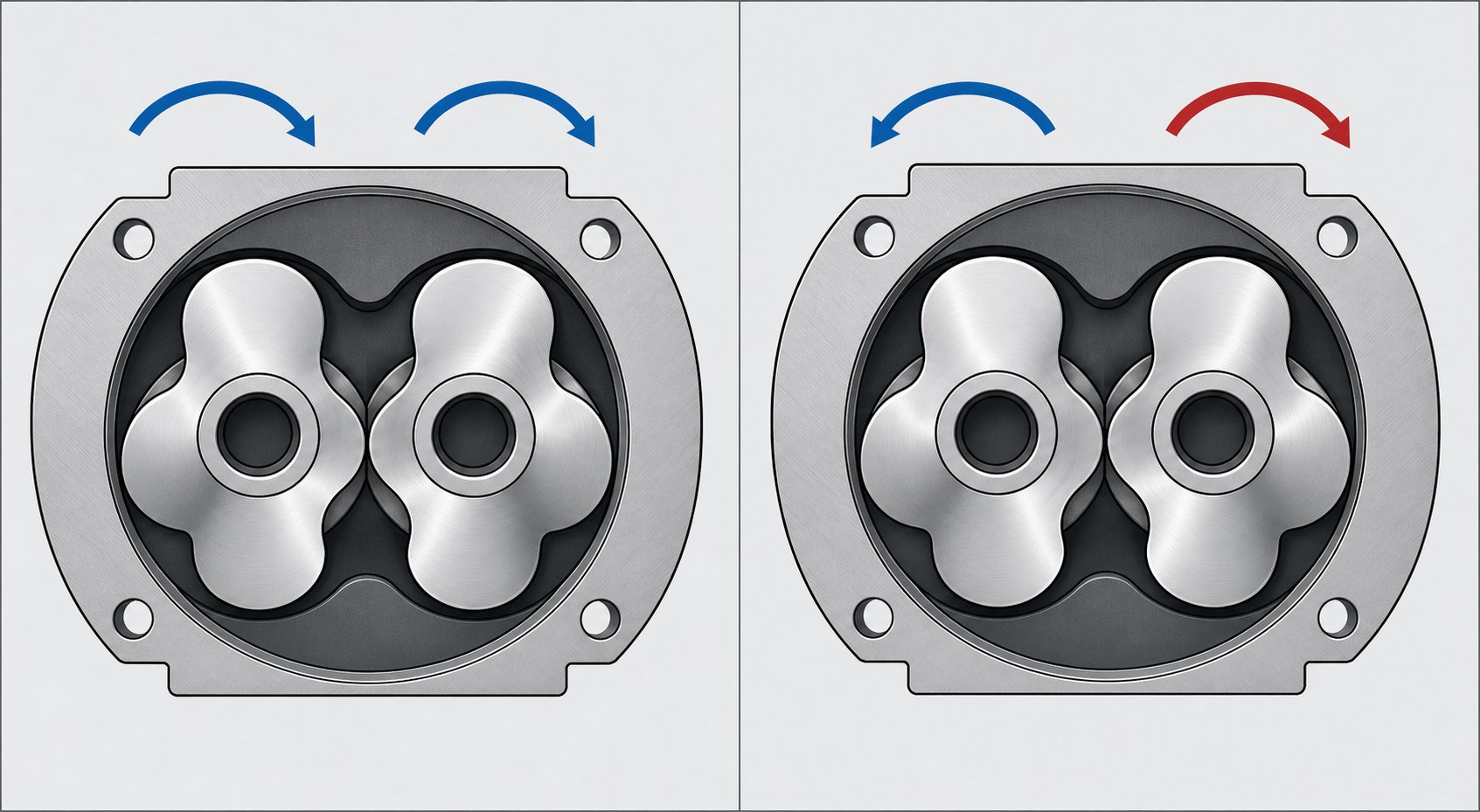 cross section comparison of co rotating versus counter rotating twin screw element geometry