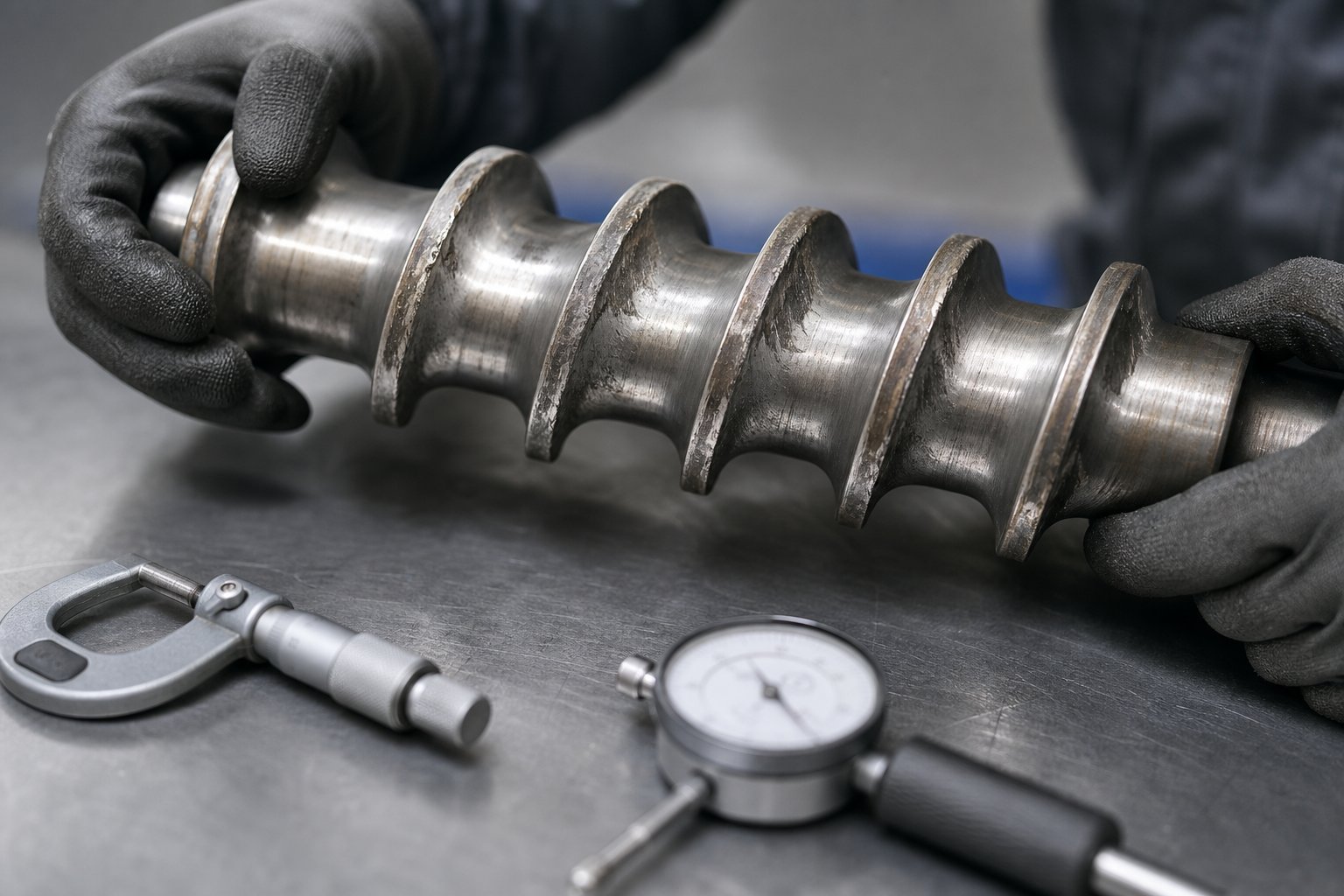 inspecting screw flight wear %E2%80%94 periodic measurement prevents process degradation before defects appear in molded parts